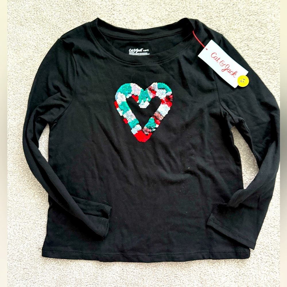 Cat and Jack Girls size 6-7 Christmas shirt , NWT
